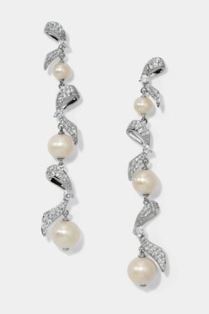 EROS RIBBON PEARL LINEAR EARRINGS