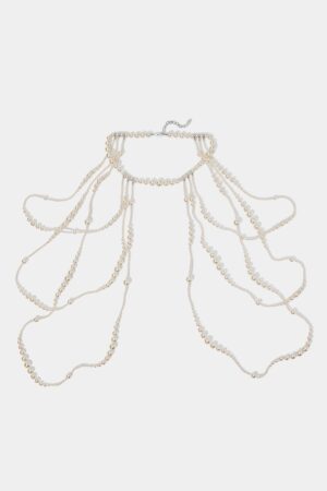 PEARL CHOKER SHOULDER SWAG NECKLACE